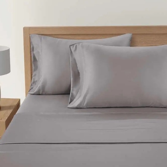 NWT Pure Earth Sheet Set Gray Solid 4 Piece 300 Thread Count Queen Sheet… - Picture 2 of 6
